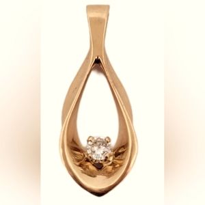 Natural  Diamond  Solid 14k Yellow Gold Pendant Charm Estate Jewelry 3.6g
